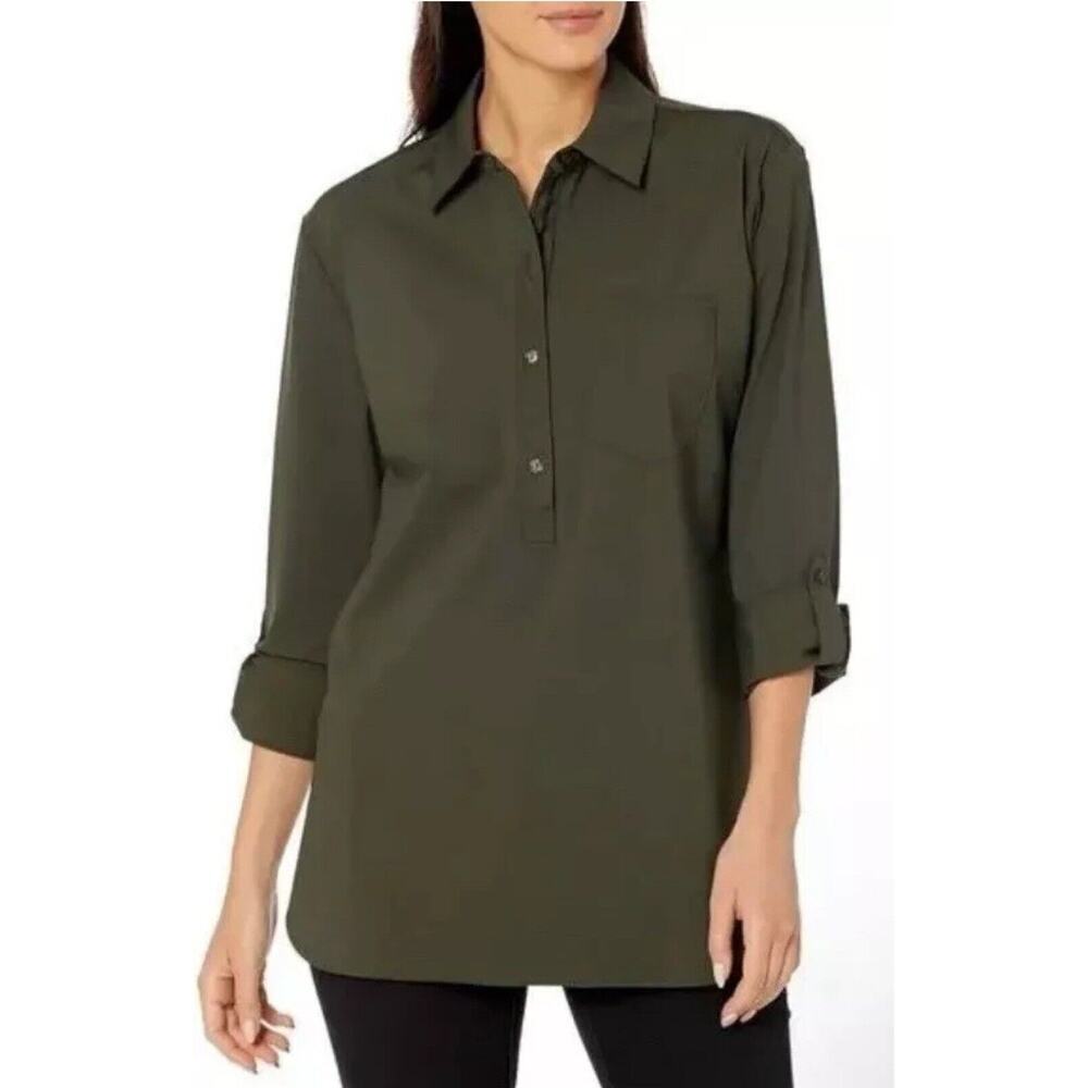 Lysse Olive Green Popover Tunic M